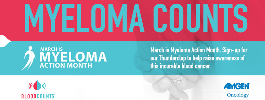 Amgen's Myeloma Counts initiative banner for Myeloma Action Month