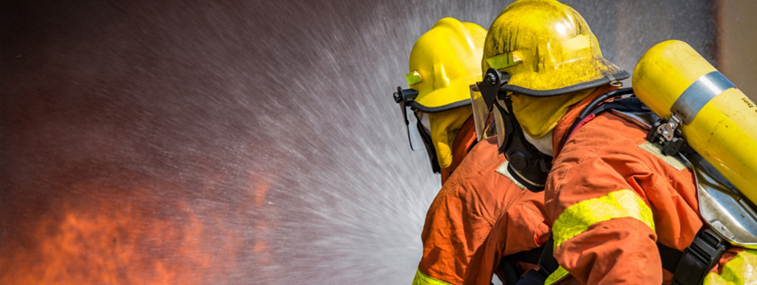 first responders fighting a fire, firefighters