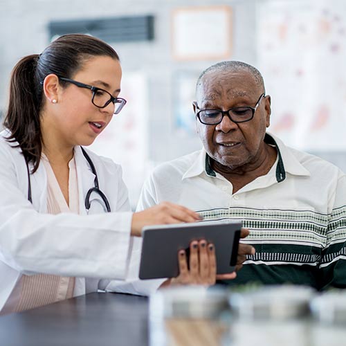 patient consulting with doctor