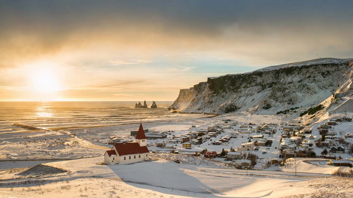 Iceland Winter Coast Landscape