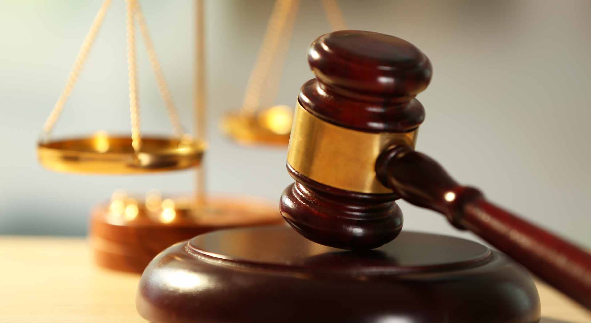 Legal gavel in court