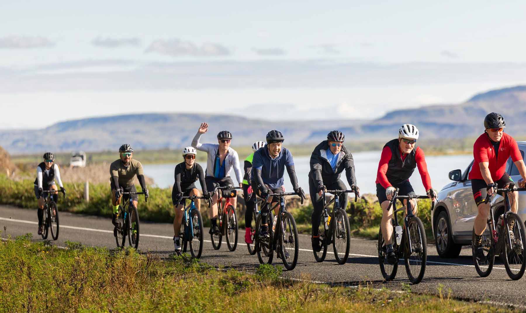 cyclists in iceland