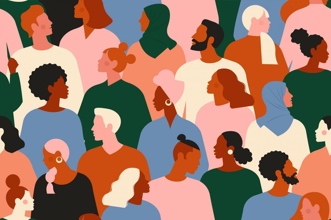 Illustration of a diverse group of people