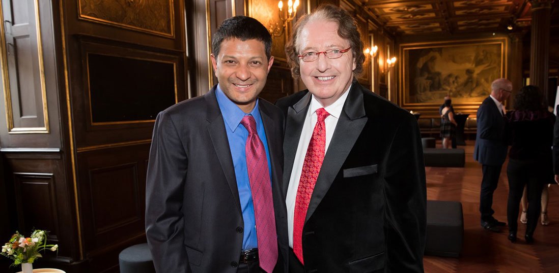 IMF Chairman and multiple myeloma expert Dr. Brian G.M. Durie poses with Dr. S. Vincent Rajkumar