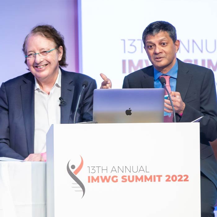 Drs. Brian G.M. Durie and S. Vincent Rajkumar present at the 2022 IMWG Summit