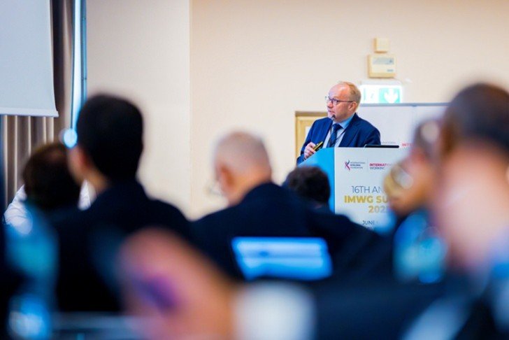 Dr. Herman Einsele presenting at the 2025 IMWG Summit
