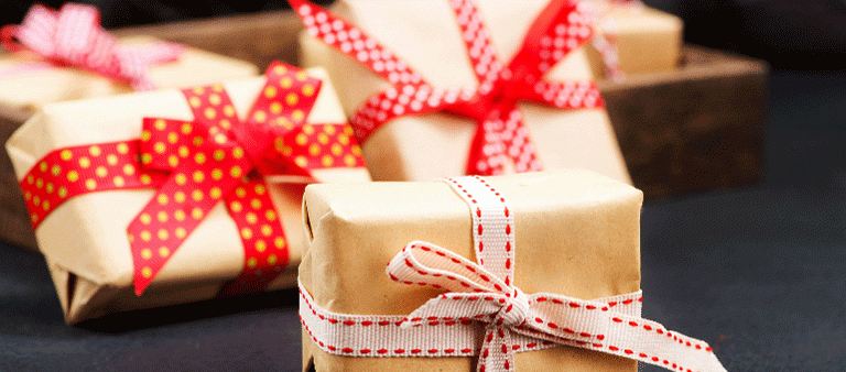 Three gifts wrapped