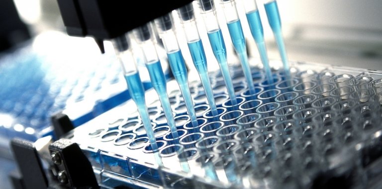 Test vials in a research lab setting