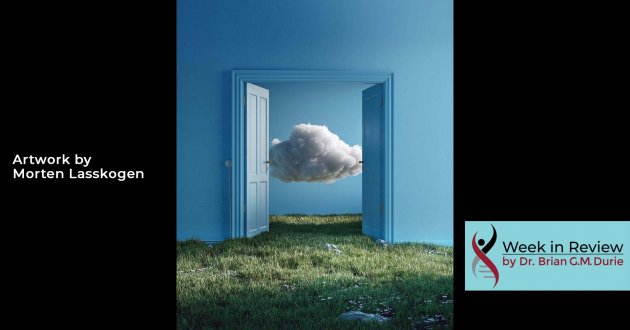 A cloud behind an open blue door artwork by Morten Lasskogen