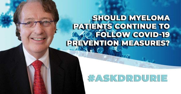 Should myeloma patients continue to wear masks? 