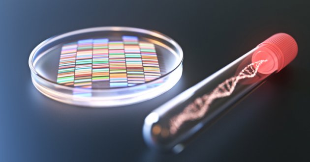 Glowing vial and DNA sample