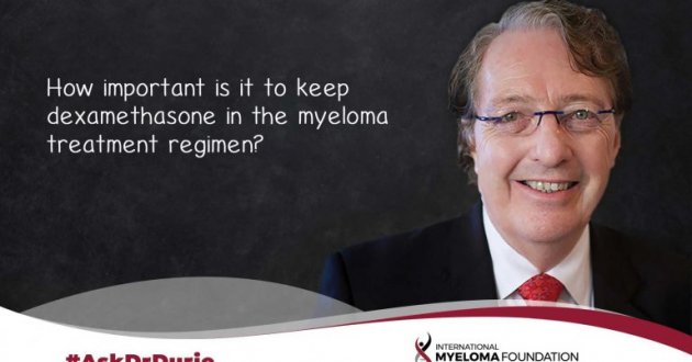 Video stillAsk Dr Durie: How important is it to keep dexamethasone in the myeloma treatment regimen?