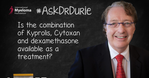 Dr. Brian Durie stands in front of a chalk board. 