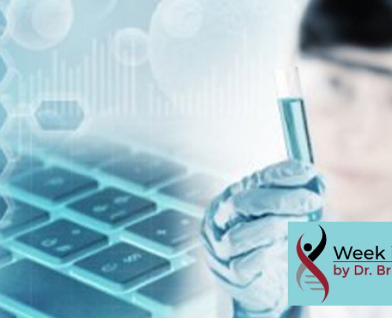 double helix. microscope. titrate. lab technician looking at test tube