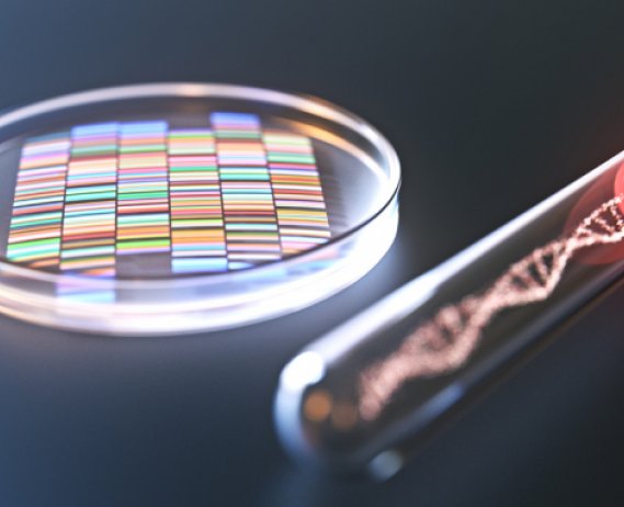 Glowing vial and DNA sample