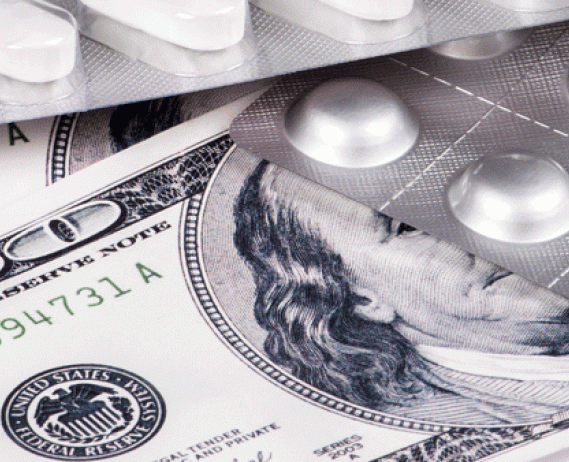100 dollar bills and medicine