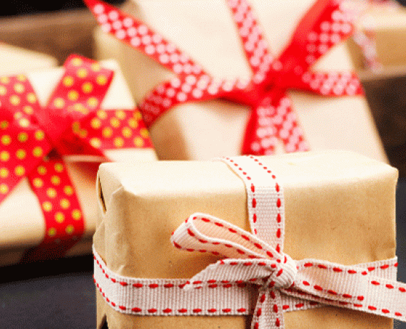 Three gifts wrapped