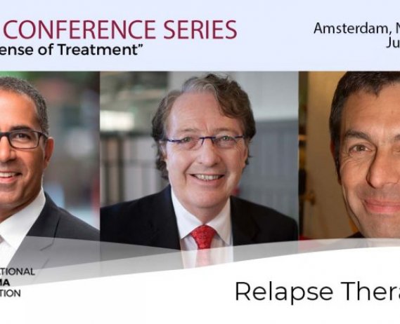 title card for IMWG conference series Amsterdam 2019 Relapse therapies
