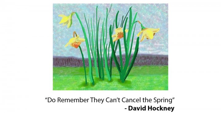 "Do They Remember They Can't Cancel the Spring?" a painting by David Hockney