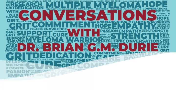 A word cloud spelling the title of the podcast "Conversations with Dr. Brian G.M. Durie"