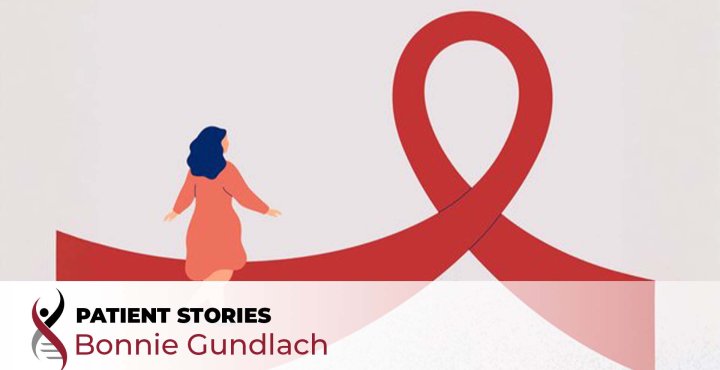 illustration of woman walking on a red ribbon