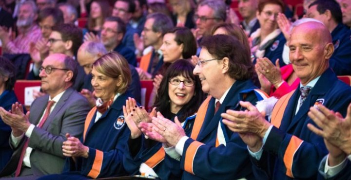 Dr. Brian G.M. Durie and Susie Durie at University of Brussels Honorary Doctorate ceremony