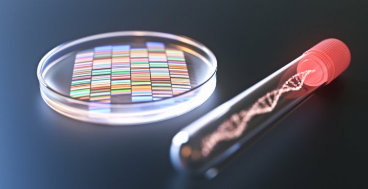 Glowing vial and DNA sample
