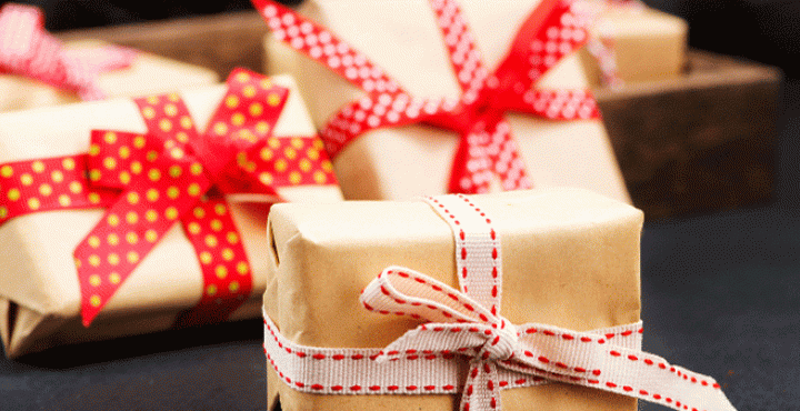 Three gifts wrapped