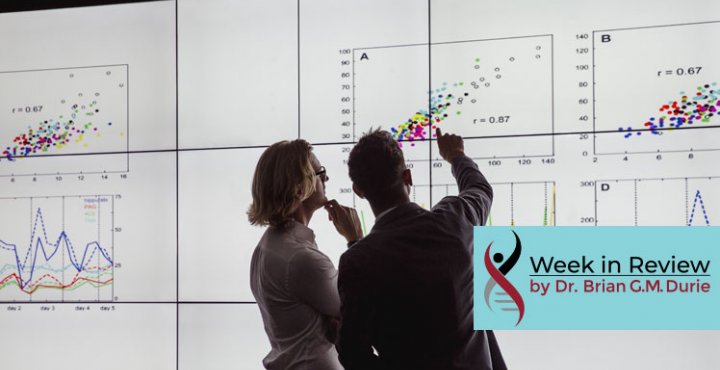 People Viewing Large Screen with Line Graphs and Scatterplots
