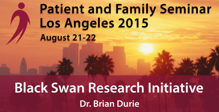 LA PNF: Black Swan Research Initiative® - Dr. Brian Durie text overlay with picture of sunset in background