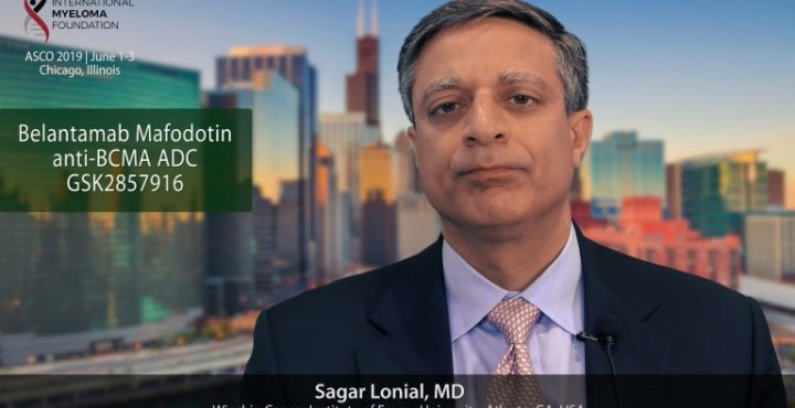 title card of Belantamab interview with Dr. Lonial
