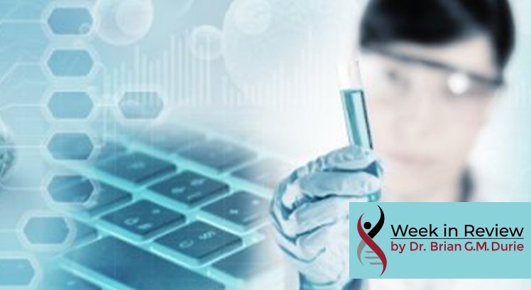 double helix. microscope. titrate. lab technician looking at test tube