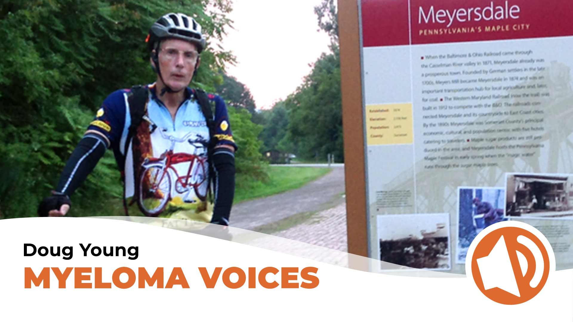 Myeloma Patient Doug Young rides a bicycle