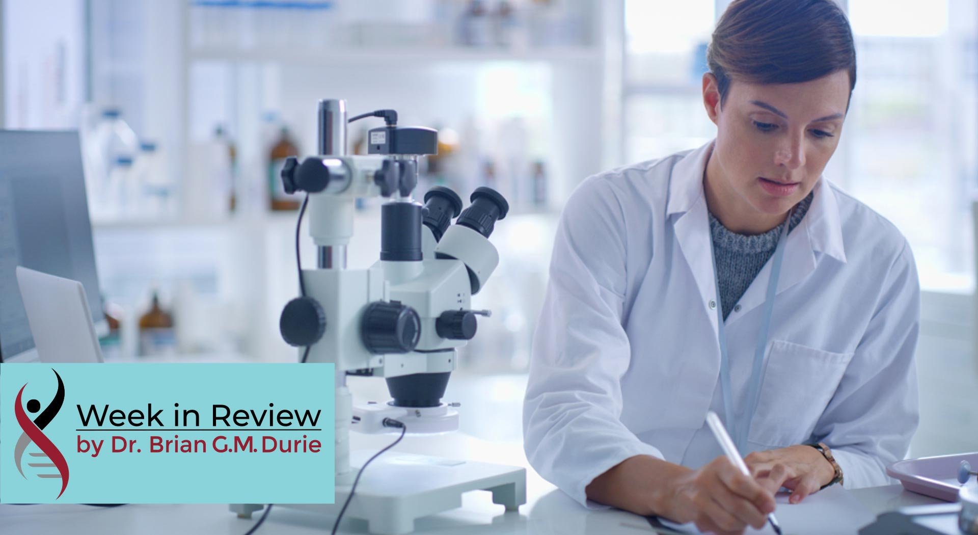 lab researcher with microscope