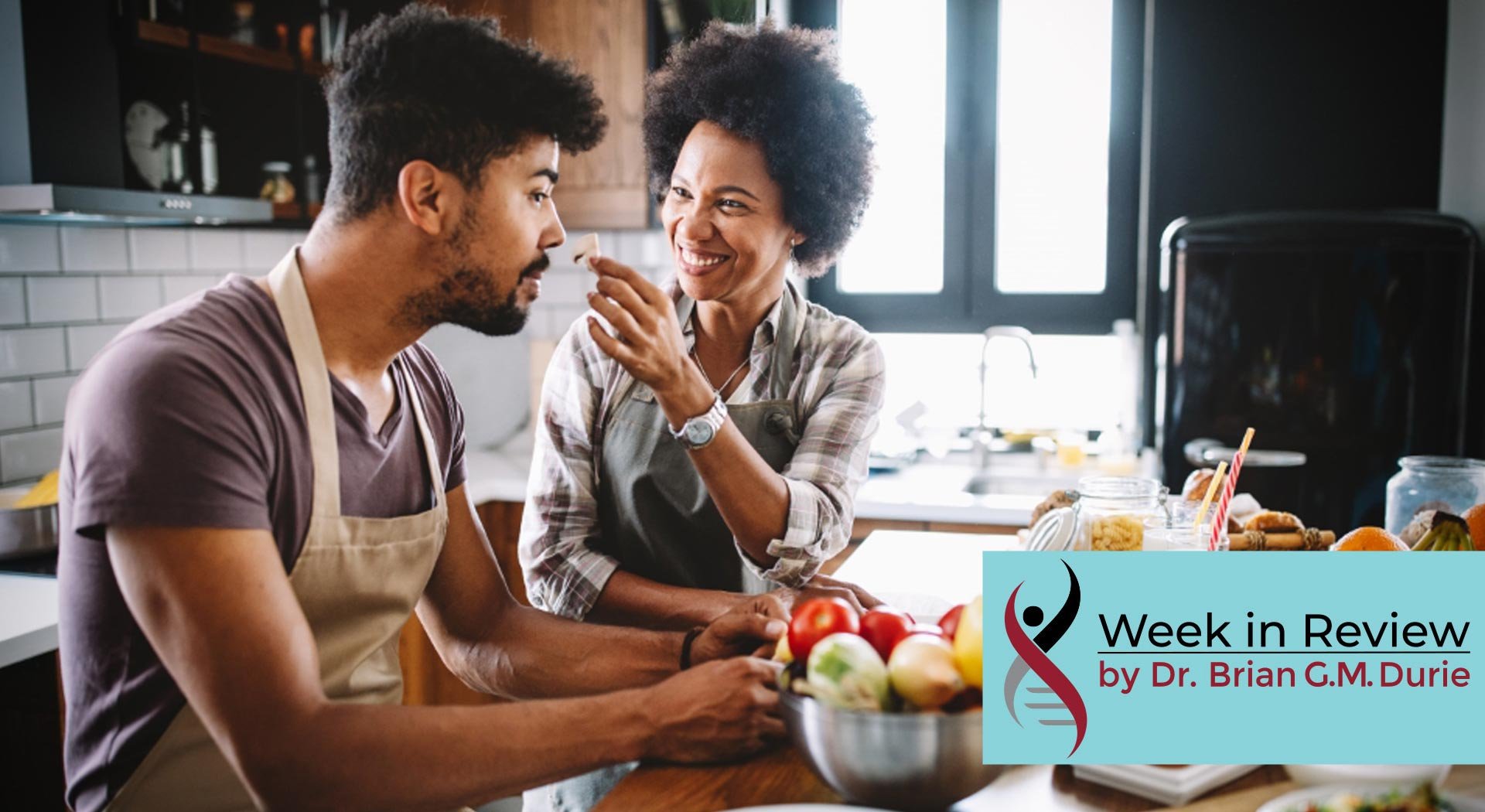 young couple cooking in kitchen