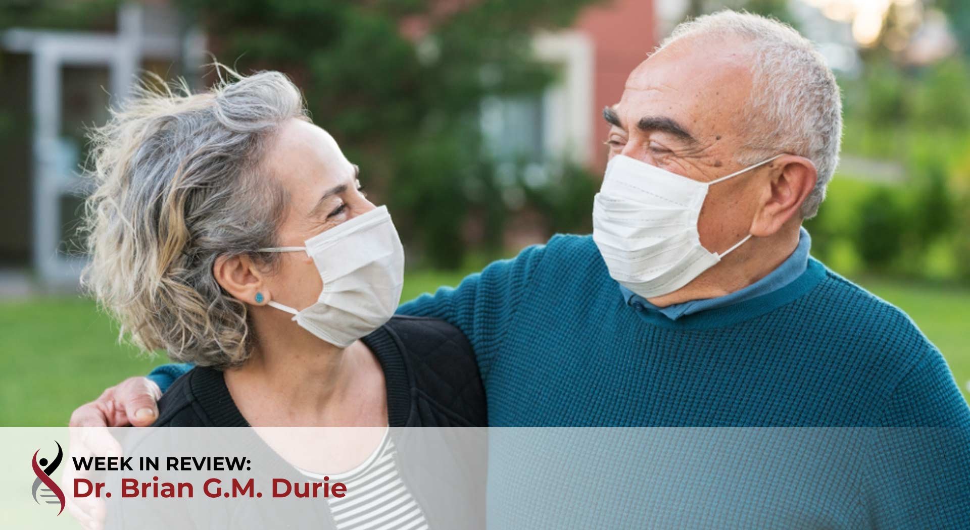 Couple are wearing face masks outdoors