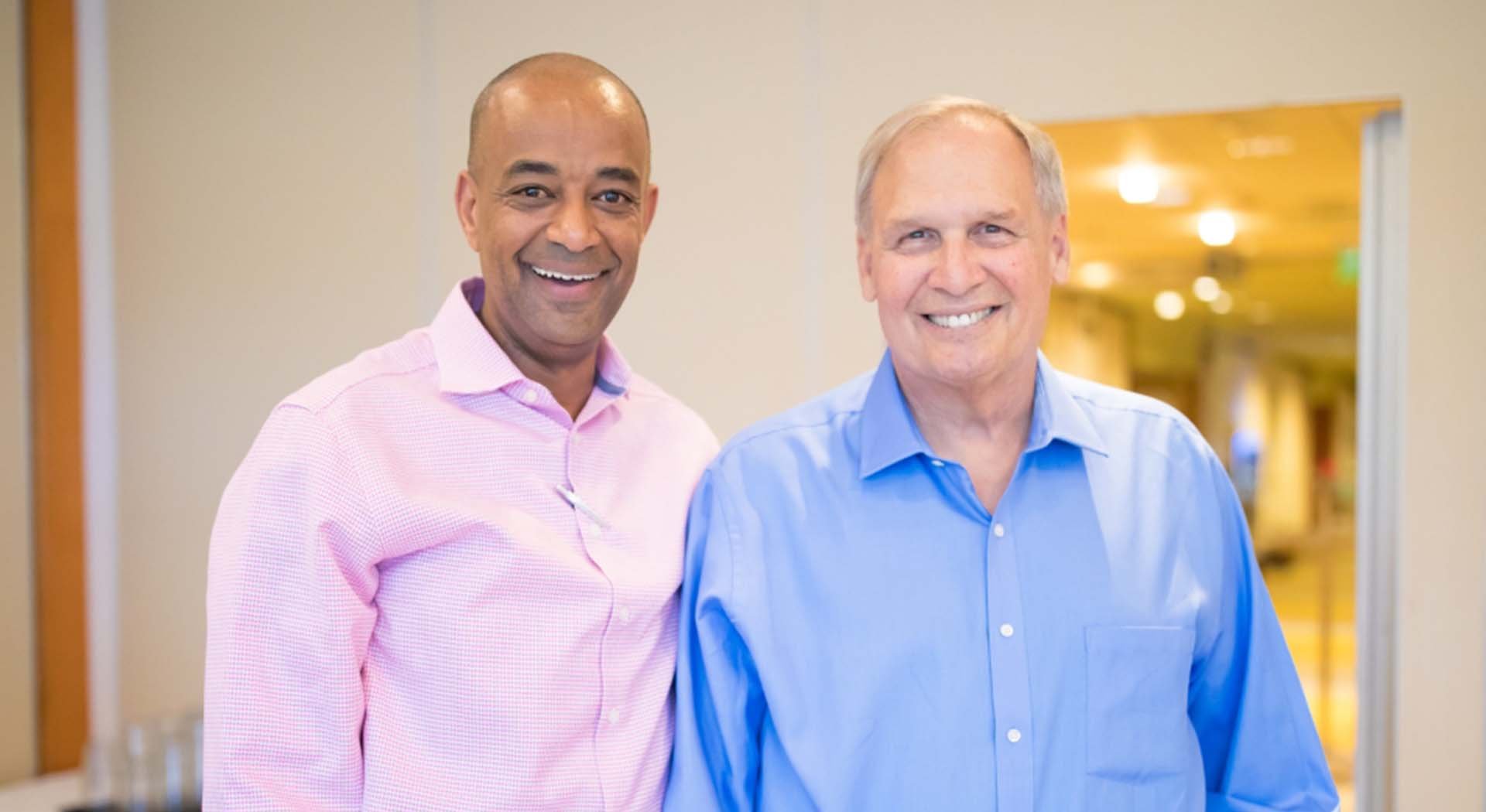 Myeloma patient Jack Aiello with IMF Patient, President & CEO Yelak Biru 