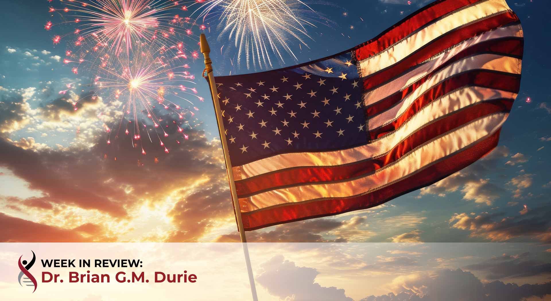 American flag and fireworks