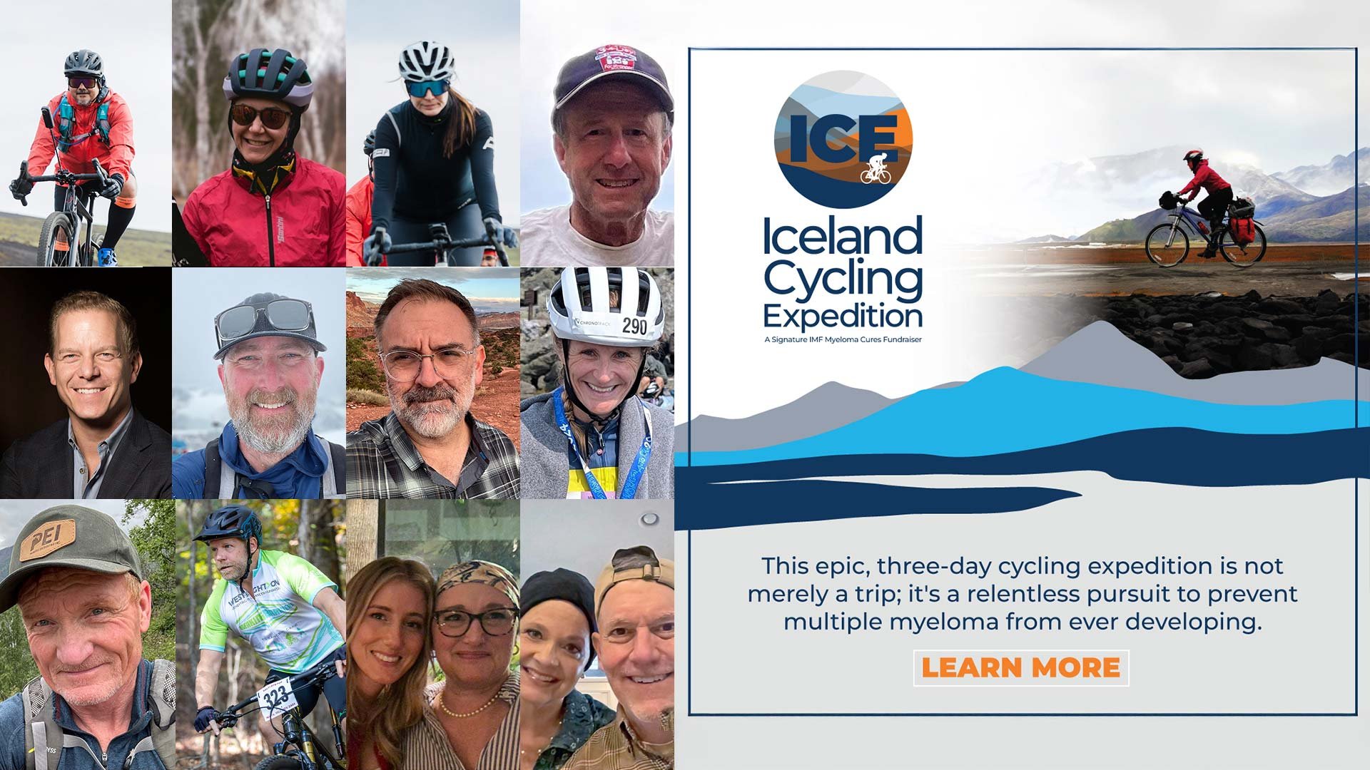 ICE participants in the 2025 Iceland  Cycling Expedition with the International Myeloma Foundation