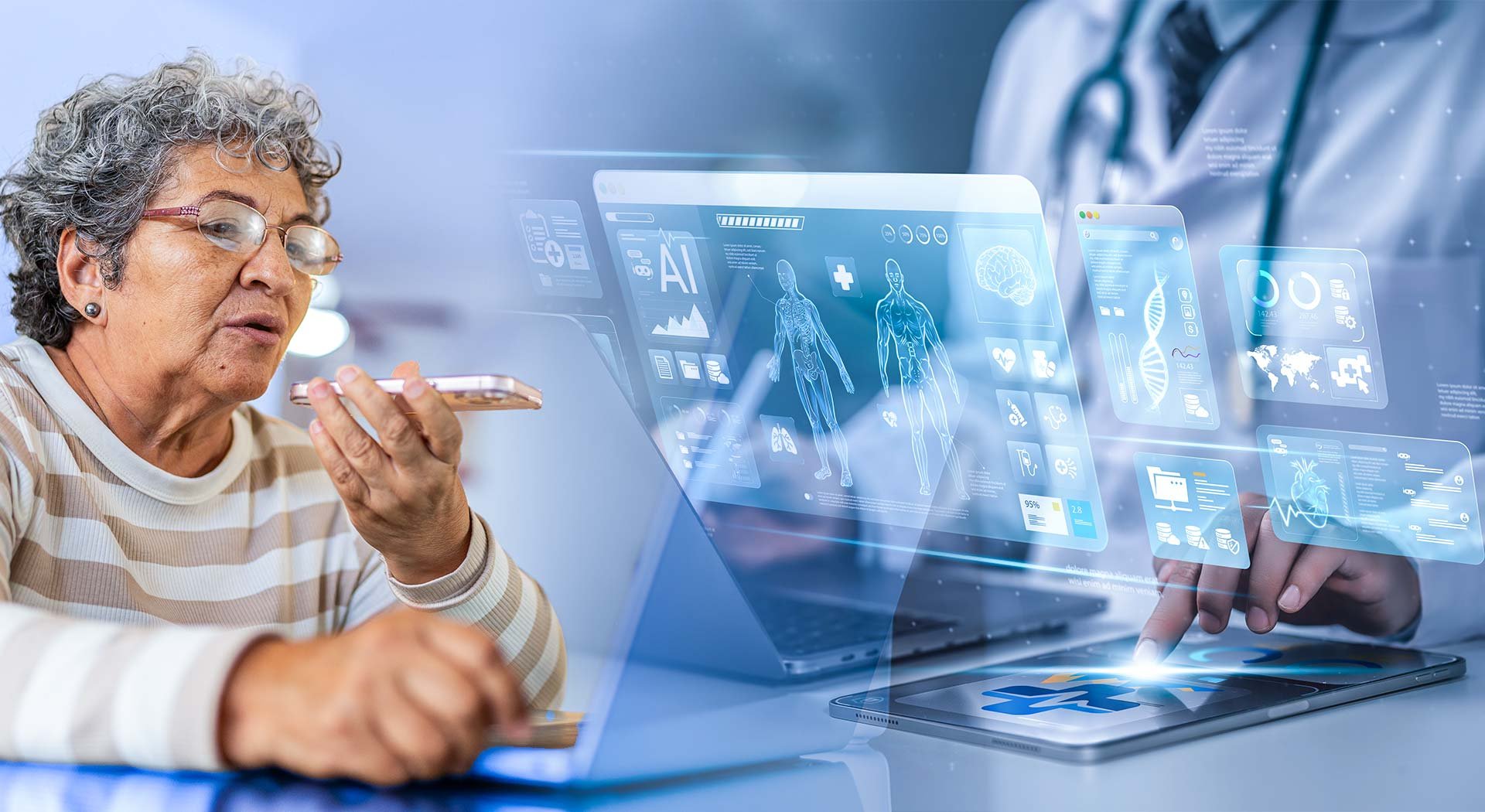 older woman talking to mobile phone