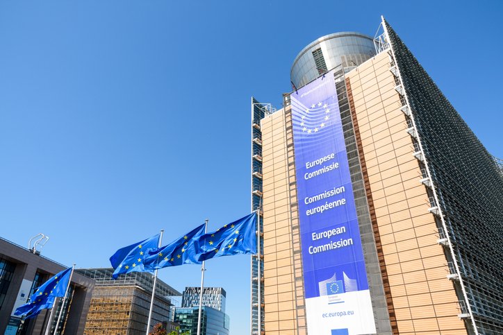 european commission building and flags