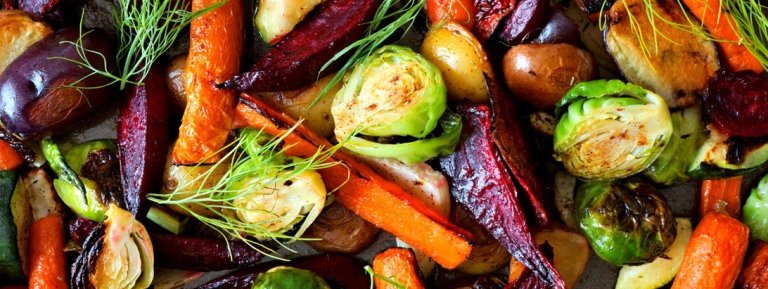 Mixed assortment of roasted vegetables