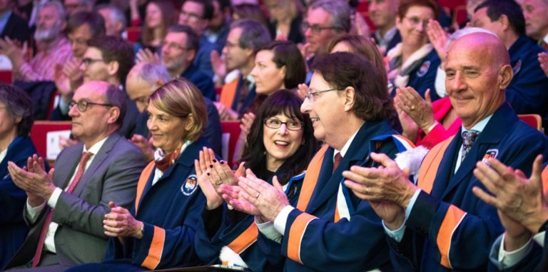 Dr. Brian G.M. Durie and Susie Durie at University of Brussels Honorary Doctorate ceremony