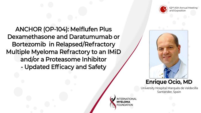 Safety and Efficacy of ANCHOR by Dr. Enrique Ocio ASH 2020