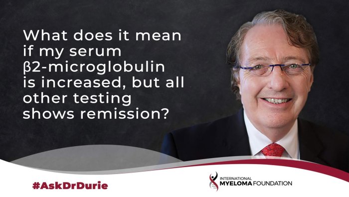ask dr durie video, beta 2 microgloblin question