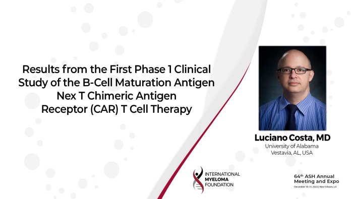 Dr. Luciano Costa presents a study on NEX T CAR T Cell therapy