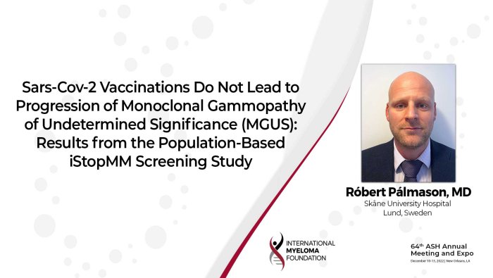 Dr. Palmason address if Covid vaccines affects MGUS progression.