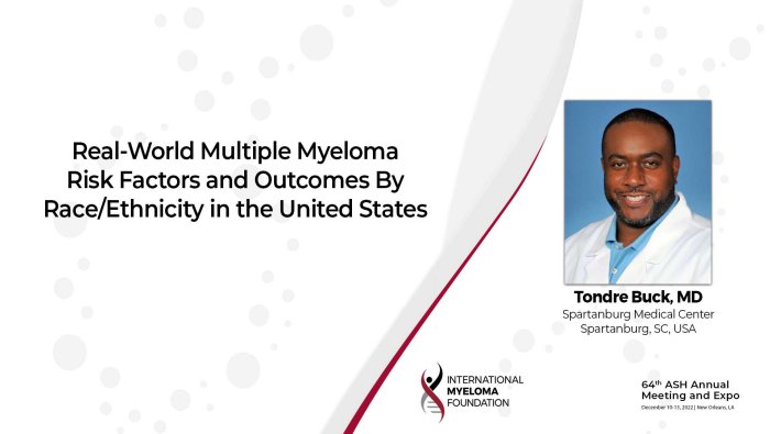 Dr. Tondre Buck abstract on race and myeloma risk assessment