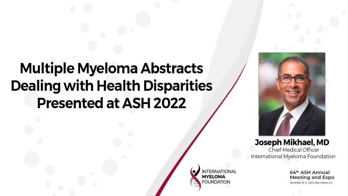 Dr Joseph Mikhael top ASH abstracts on health disparities