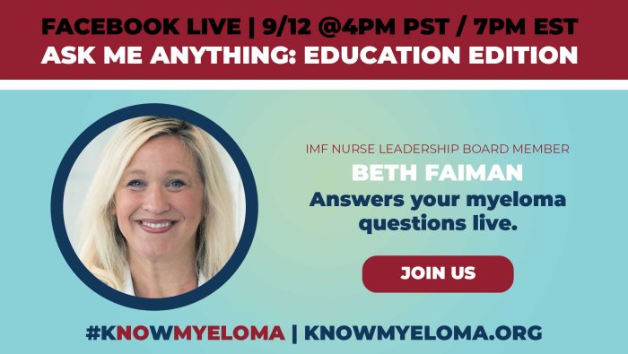 Ask Me Anything About Multiple Myeloma - Beth Faiman's Facebook Live Replay
